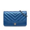 Secondhand Chanel Chevron Aged Metallic Calfskin Gabrielle Wallet On Chain