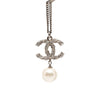 Chanel Brass Faux Pearl and Strass Twisted CC Pendant Necklace Secondhand