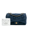Chanel Jumbo Chevron Denim Fringe Coco Flap Secondhand