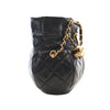 Chanel CC Shiny Lambskin Quilted Drawstring Clutch with Chain Secondhand