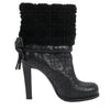 Dior Black Leather Cannage Ice Fur Cuffed Boots, Size 40 EU Secondhand