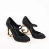 Dolce & Gabbana Cloth x Glitter DG logo Mary Jane Heels Baroque in Black, Size 36 EU Secondhand