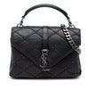 Secondhand Saint Laurent Medium Quilted Diamond Iridescent Calfskin Monogram Studded College Satchel