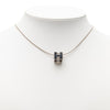Hermès Palladium Plated Enamel Cage dH Cube Necklace Secondhand