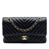 Chanel Medium Classic Chevron Crumpled Calfskin Double Flap Secondhand