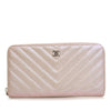 Chanel CC Chevron Iridescent Caviar Zip Around Wallet Secondhand