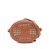 Celine Small Houndstooth Canvas and Calfskin Cuir Triomphe Oval Crossbody Secondhand