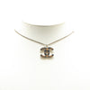 Chanel Silver Checkered CC Pendant Necklace Secondhand