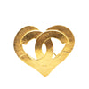 Chanel Gold Plated CC Heart Brooch Secondhand
