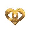 Chanel Gold Plated CC Heart Brooch Secondhand