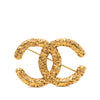 Chanel CC Gold Plated Baroque Embossed Brooch Secondhand