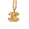 Chanel Gold Plated Quilted CC Pendant Necklace Secondhand
