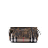 Secondhand Burberry House Check Canvas and Suede Camouflage Fringe Clutch with Strap