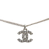 Chanel Silver Plated CC Rhinestones Pendant Necklace Secondhand