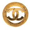 Chanel CC Gold Plated Cut Out Round Brooch Secondhand