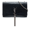 Saint Laurent Medium Croc Embossed Leather Monogram Kate Tassel Crossbody Secondhand
