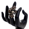 Gucci Silver Plated Faux Pearl Tiger Heads Double Wrap Ring Secondhand
