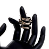 Gucci Silver Plated Faux Pearl Tiger Heads Double Wrap Ring Secondhand