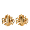 Dior Gold Plated Logo Clip On Earrings Secondhand