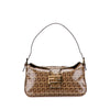 Secondhand Fendi Zucchino Crystal Double Flap Shoulder Bag