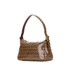 Secondhand Fendi Zucchino Crystal Double Flap Shoulder Bag
