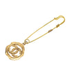 Chanel Gold Plated CC Safety Pin Brooch Secondhand