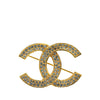 Chanel Gold Plated CC Rhinestones Turn Lock Brooch Secondhand