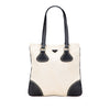 Secondhand Prada Vitello Trimmed Canvas Canapa Tote