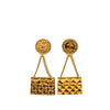Chanel Gold Plated Flap Bag Drop Clip On Earrings Secondhand