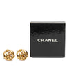 Chanel CC Gold Plated Hollow Round Clip On Earrings Secondhand