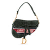 Dior Velvet Embroidered Crocodile Effect Saddle Bag Secondhand