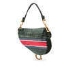 Dior Velvet Embroidered Crocodile Effect Saddle Bag Secondhand
