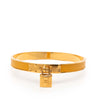 Hermès Gold Plated Epsom Kelly Cadena Lock Bangle Bracelet Secondhand