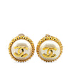 Chanel Gold Plated CC Faux Pearl Clip on Earrings Secondhand
