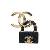 Chanel CC Gold Plated Quilted Enamel Flap Bag Brooch Secondhand
