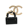Chanel CC Gold Plated Quilted Enamel Flap Bag Brooch Secondhand