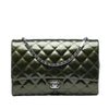 Chanel Quilted Striated Metallic Patent Clutch with Chain Secondhand