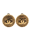Chanel Gold Plated CC Round Clip on Earrings Secondhand
