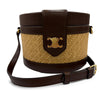 Celine Medium Raffia and Calfskin Triomphe Tambour Crossbody Secondhand