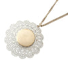 Chanel Gold Plated CC Faux Pearl Lace Pendant Necklace Secondhand