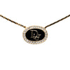 Dior Gold Plated Resin and Strass Logo Pendant Snake Chain Necklace Secondhand