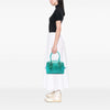 Fendi Metallic Pebbled Leather Mixed Media Boston Bag Secondhand