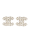 Chanel CC Brass Strass Push Back Earrings Secondhand