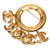 Chanel CC Gold Plated Five Charm Ring Brooch Secondhand