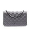 Chanel CC Quilted Metallic Lambskin Faux Pearl Wallet On Chain Secondhand