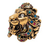 Gucci Gold Plated Crystal Lion Head Ring Secondhand