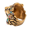 Gucci Gold Plated Crystal Lion Head Ring Secondhand
