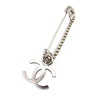 Chanel CC Silver Plated Crystal Embellished Safety Pin Brooch Secondhand