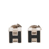 Hermès Palladium Plated Enamel Cage D H Push Back Earrings Secondhand