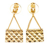 Chanel Gold Plated Flap Bag Drop Clip On Earrings Secondhand